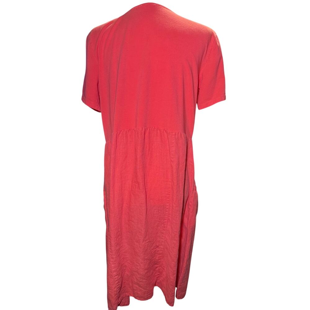 Annabelle 100% Linen Coral Midi Dress, Made In Italy, Lagenlook, Large - Picture 6 of 10